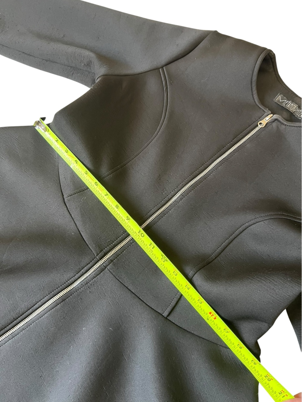 Metamorphoza Black Neoprene Avant Garde Silver Zip Front Maxi Dress - Picture 13 of 16
